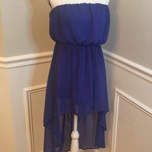 Sheer Blue Strapless High Low Dress size Medium Lined